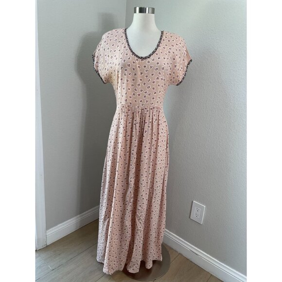 Zoe Dresses & Skirts - Vintage Zoe California Womens Small Pink Floral Maxi Dress‎ Cottagecore Prairie